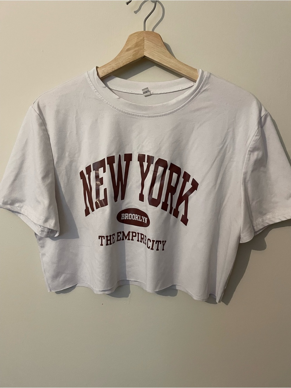 White "New York" Graphic Crop Tee